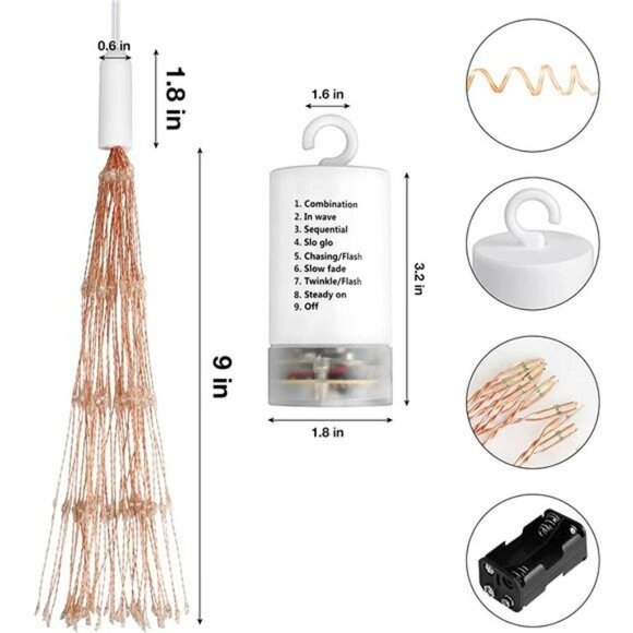 Christmas String Lights Wire Lights, 225 LED DIY 8 Modes Dimmable Lights - Picture 5 of 7